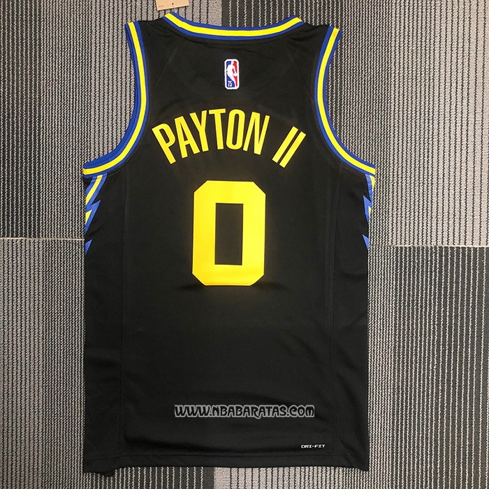 Camiseta Golden State Warriors Gary Payton II #0 Ciudad 2021-22 Negro